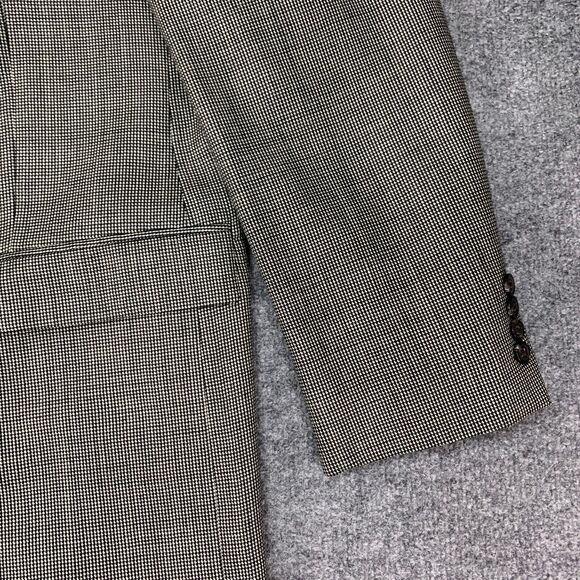 Vintage Ralph Lauren Blazer Mens 44 Long Beige Black Silk Wool Blend Houndstooth - Picture 3 of 14